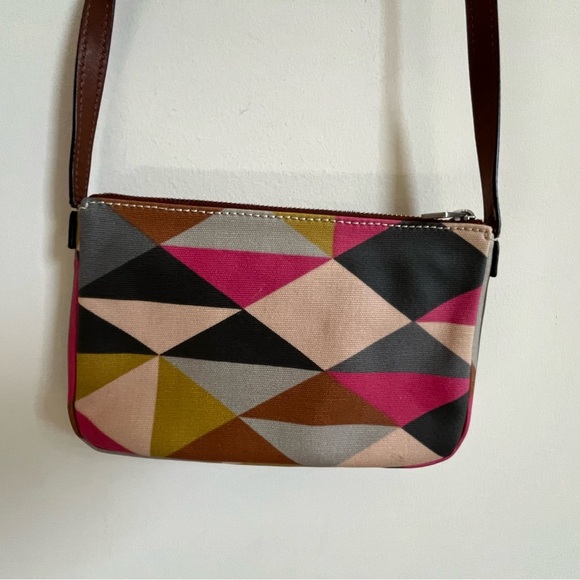Fossil Issue 1954 Crossbody Bag Purse PVC Coated Geometrical colorful Design - Picture 2 of 16